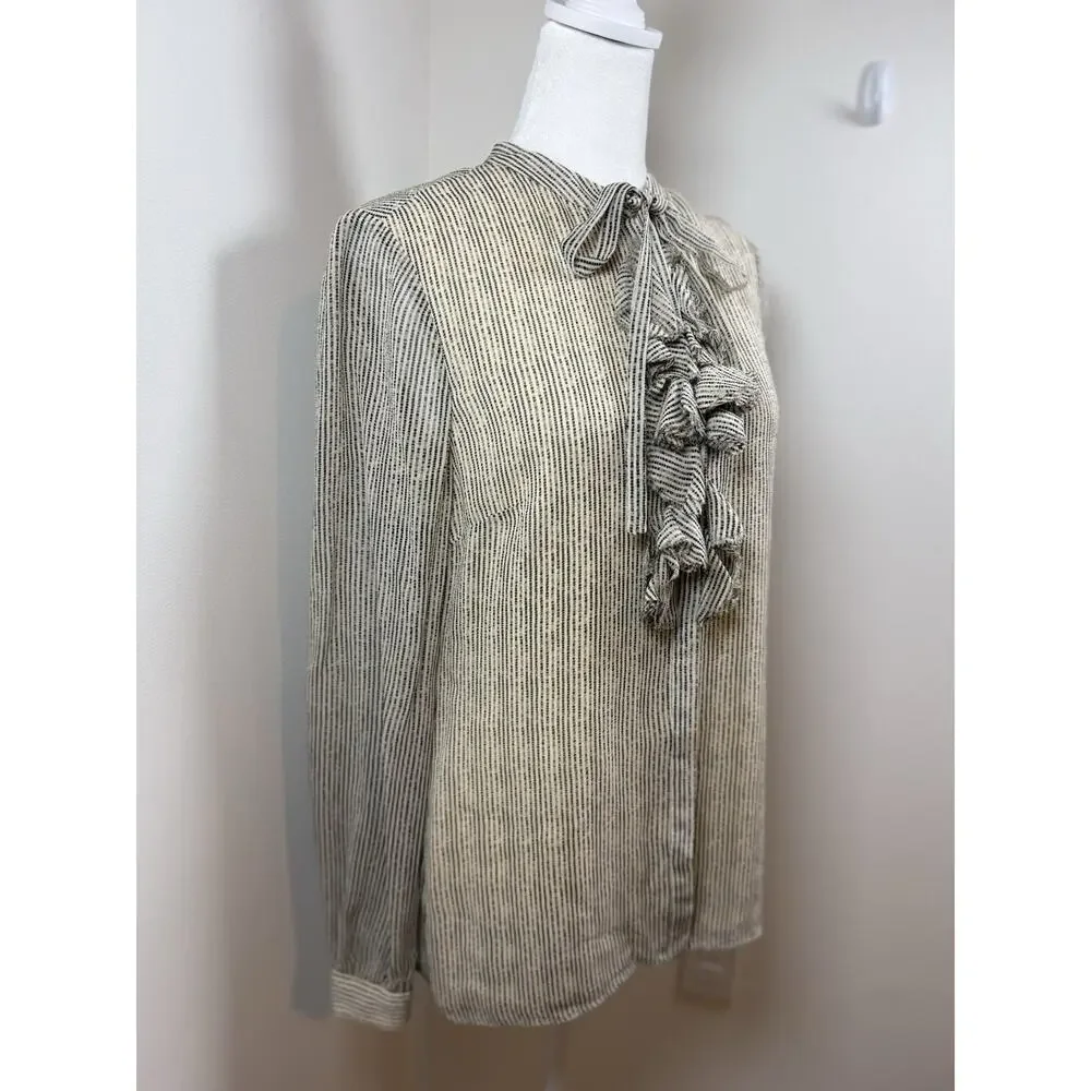 Tory Burch Women's Long Sleeve Blouse Size 4 Silk Ruffle Business Causal Office